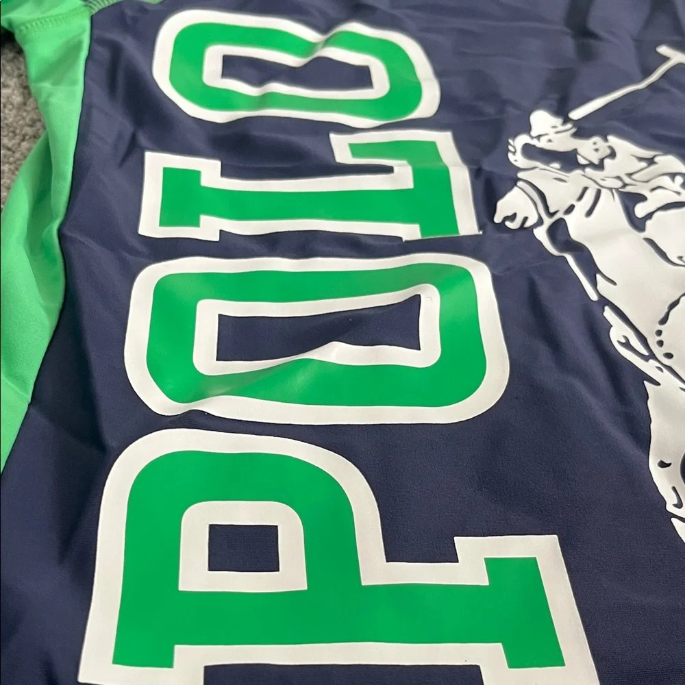 Rare find: vintage Polo Ralph LaurenNavy and Green Graphic swim Shirt size 10/12